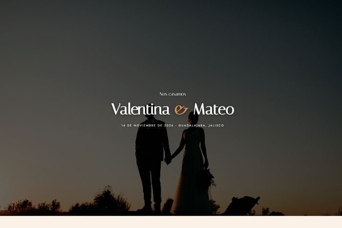 Vista previa del estilo Fotográfico al Atardecer para landing de boda